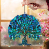 Tree of Life Acrylic Suncatcher, Blue Green Nature Window Hanging, Spiritual Symbol Art, Sacred Geometry Acrylic Home Decor Gift
